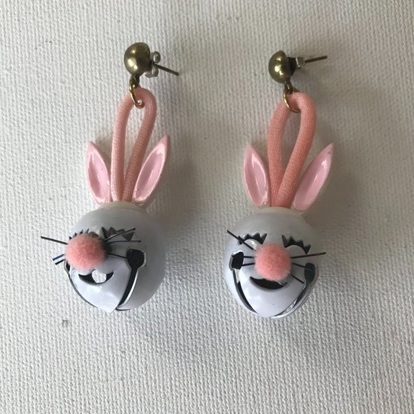 Bunny Rabbit Earrings Posts Vintage Easter - Picture 3 of 10